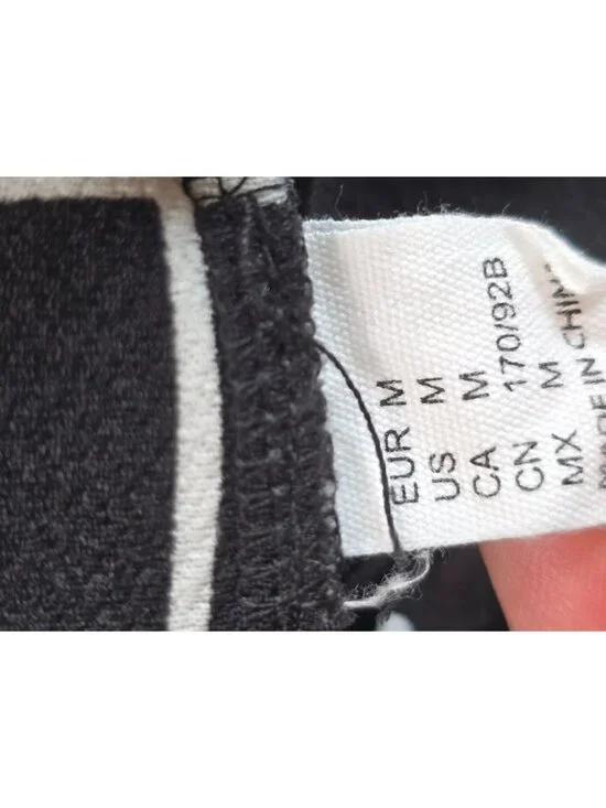 H&M Black & White Checkered Long Sleeve Dress M Skater Rockabilly - Picture 2 of 3